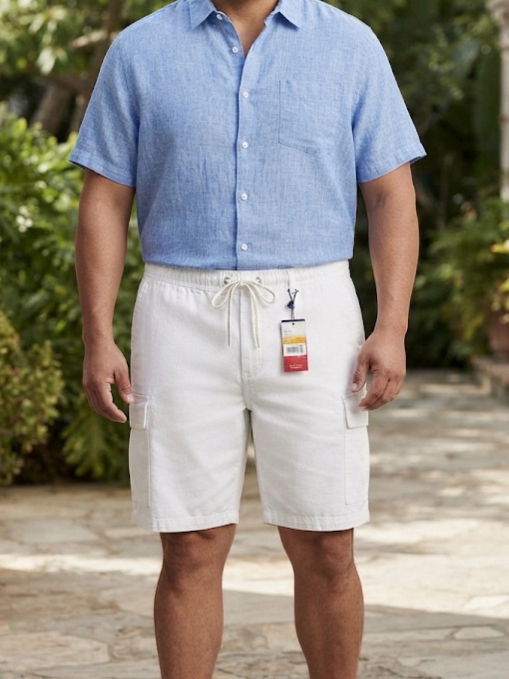 Tommy Bahama Cream Cargo Drawstring Shorts